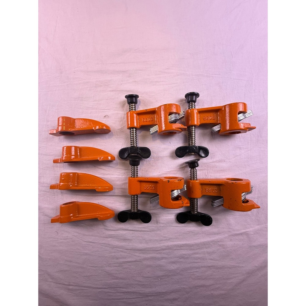 Pony Pipe Clamp Fixture Set of 4 Orange Pre-Owned 5601 5603 Woodworking Tools